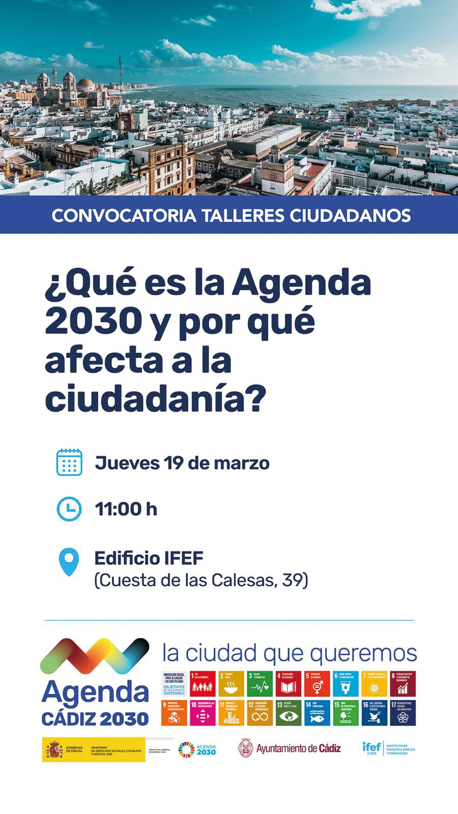 Talleres ciudadanos -  Programa de sensibilización y concienciación en materia de ODS en el marco de la Agenda Cádiz 2030, TE LLEGA!!